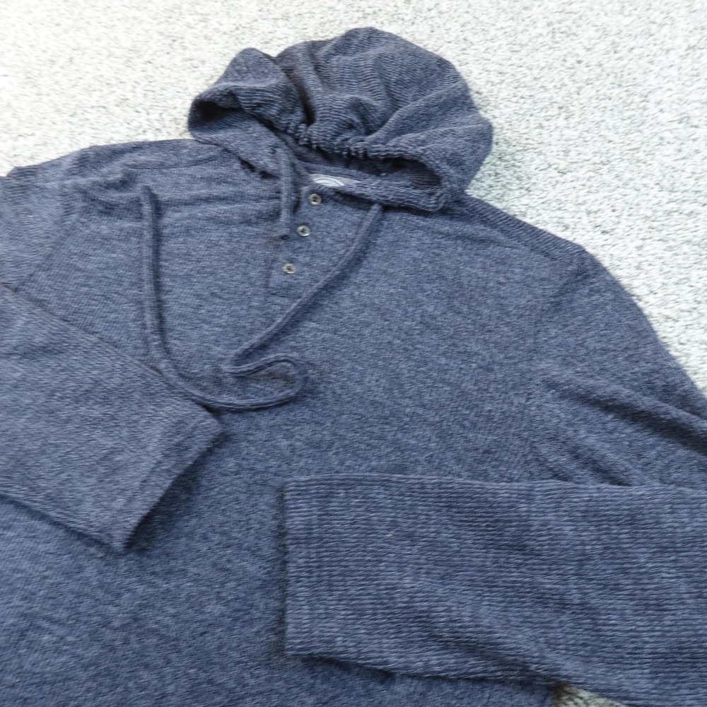 Carbon2Cobalt Sweater Mens XL Blue Waffle Knit Henley Hooded Pullover Hoodie Top